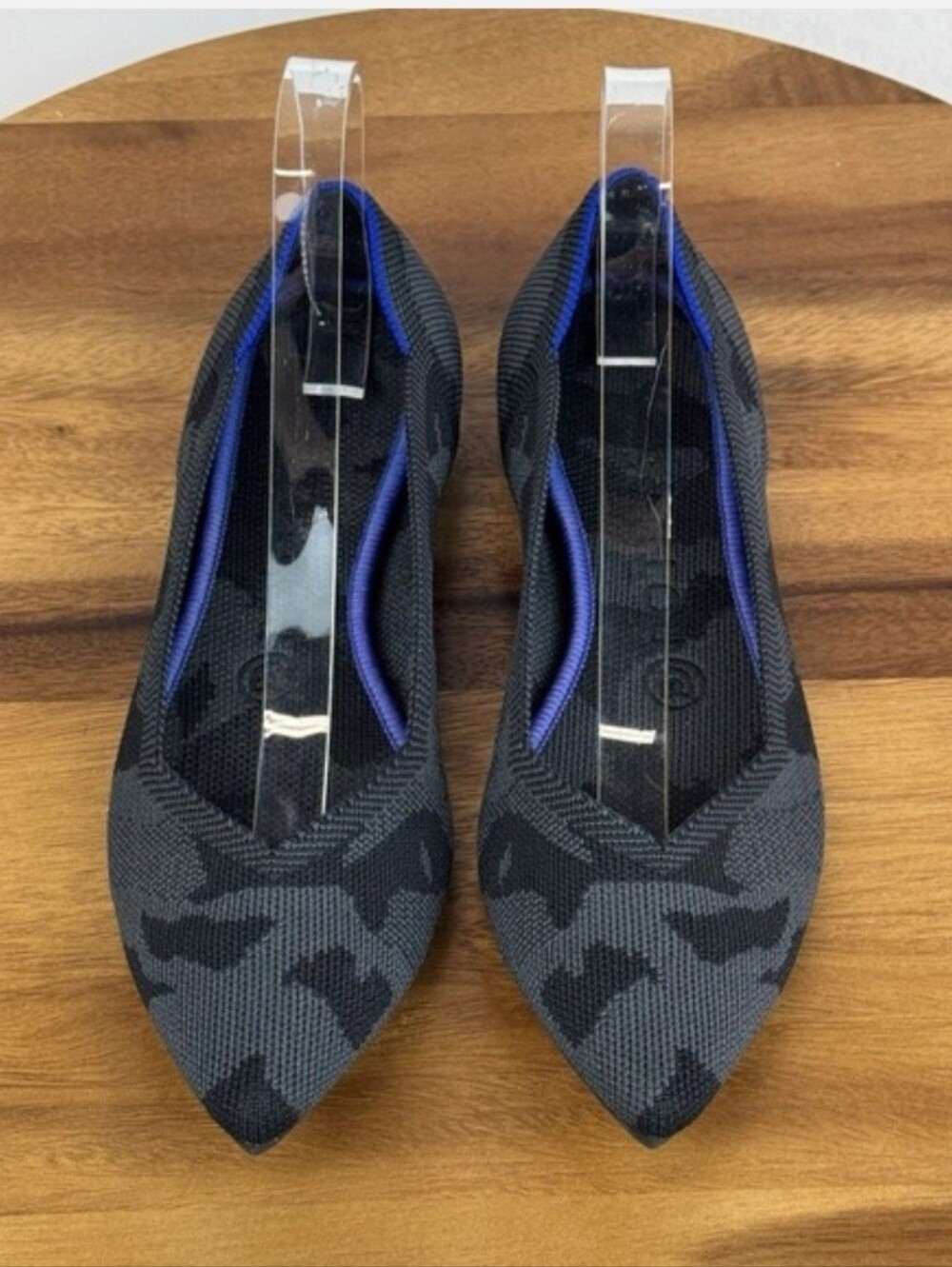 Womens Rothys The Point Ash Camo Gray Casual Knit Ballet Flats Shoes Size 8 M